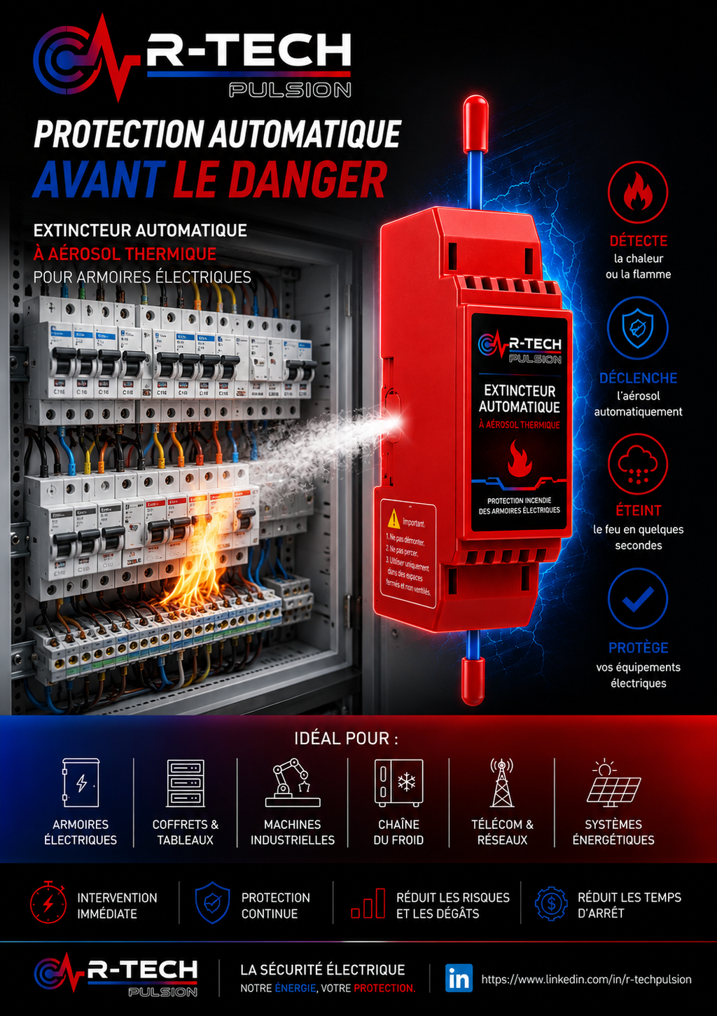 PULSE FIRE - Extincteur Automatique pour Armoire et Coffret électrique -40g