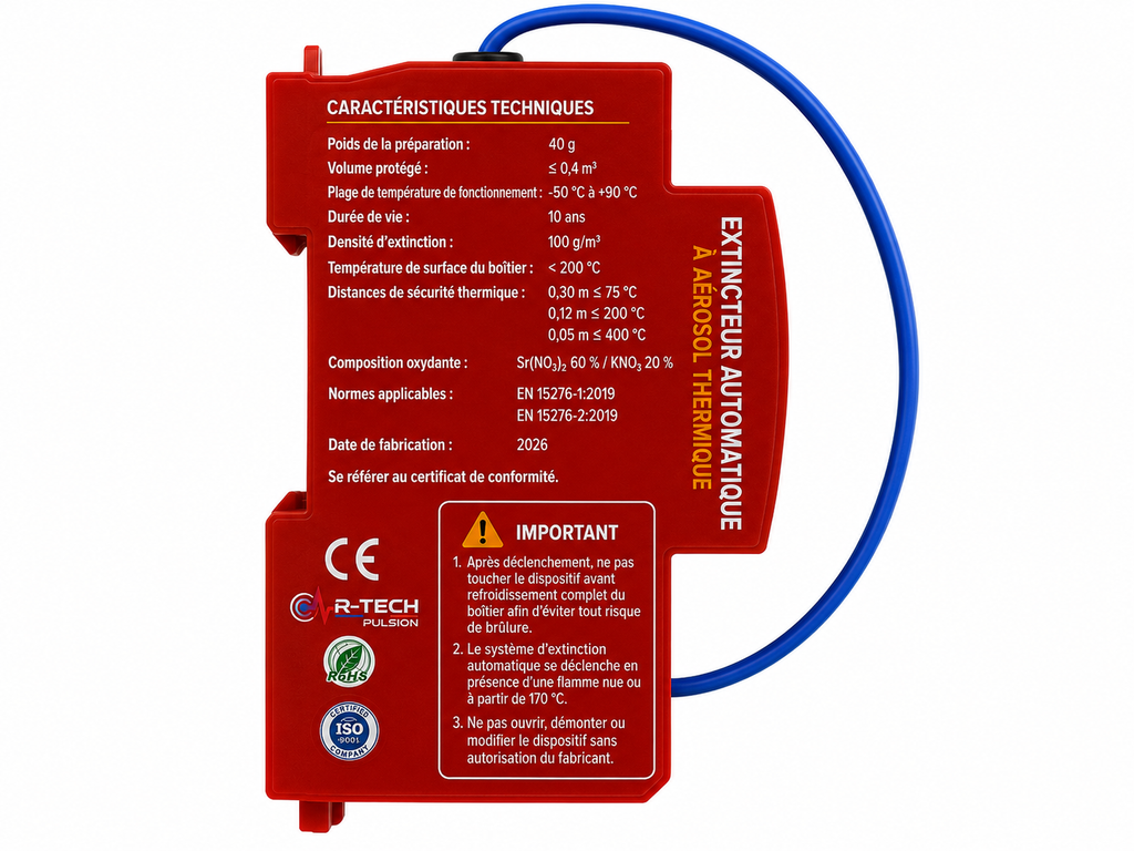 PULSE FIRE - Extincteur Automatique pour Armoire et Coffret électrique -40g