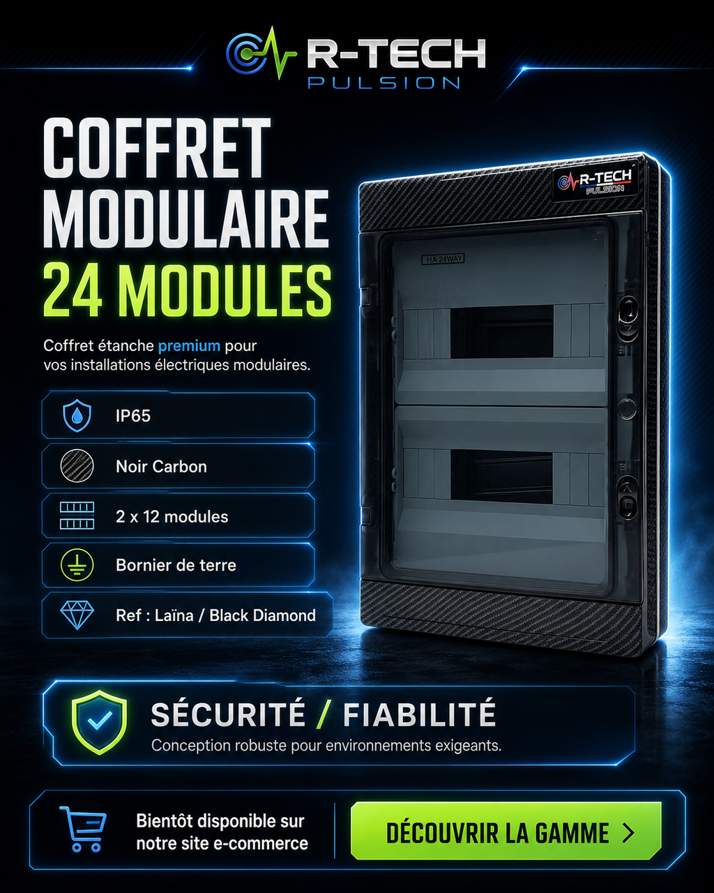 Coffret électrique modulaire HA24WAY – 24 modules – IP65